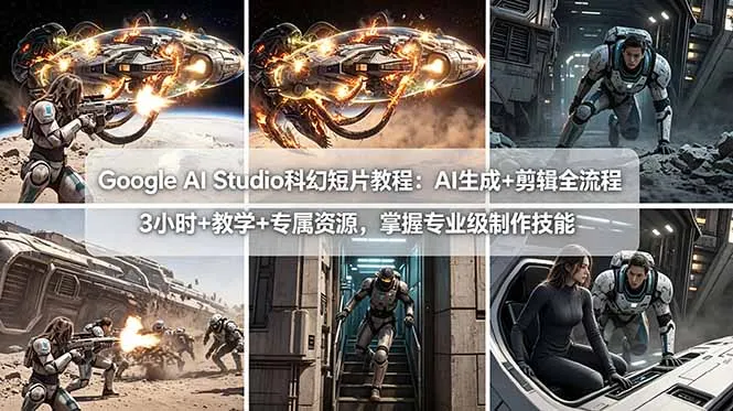 Google AI Studio科幻短片教程:AI生成+剪辑全流程,3小时+教学+专属资源,掌握专业级制作技能-58创客