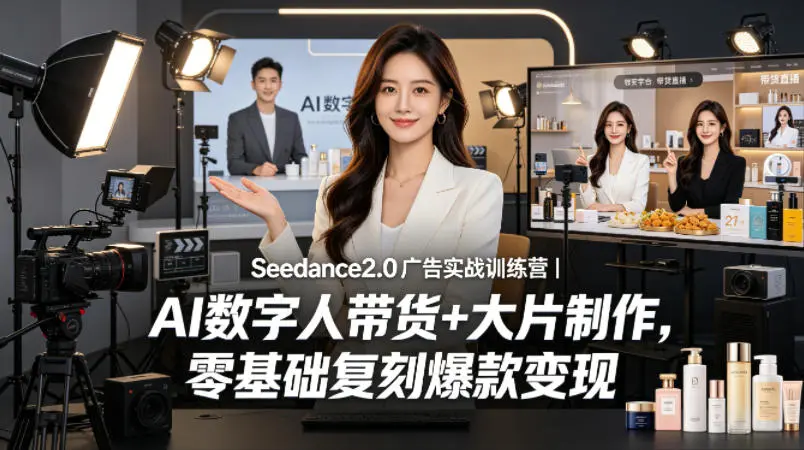 Seedance2.0广告实战训练营|AI数字人带货+大片制作,零基础复刻爆款变现-58创客