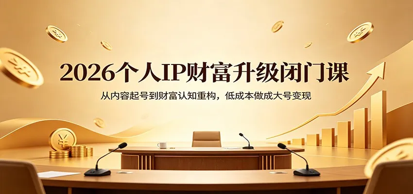 2026个人IP财富升级闭门课:从内容起号到财富认知重构,低成本做成大号变现-58创客