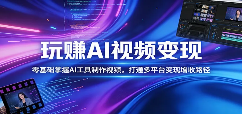 玩赚AI视频变现，零基础掌握AI具制作视频，打通多平台变现增收路径-58创客