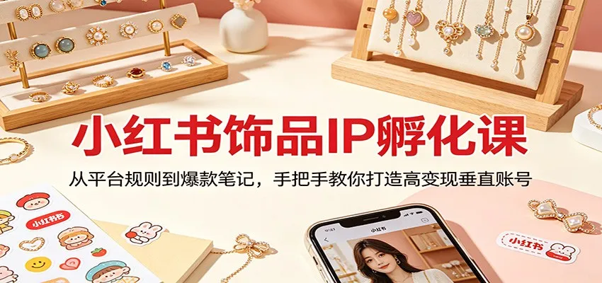 小红书饰品IP孵化课：从平台规则到爆款笔记，手把手教你打造高变现垂直账号-58创客