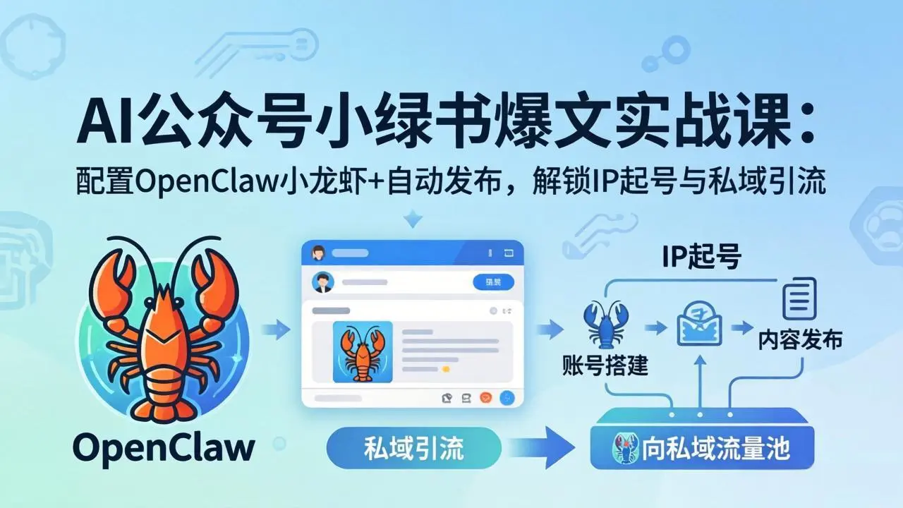AI公众号小绿书变现实战课:小绿书爆文写作+OpenClaw自动发布,解锁IP起号与私域引流-58创客