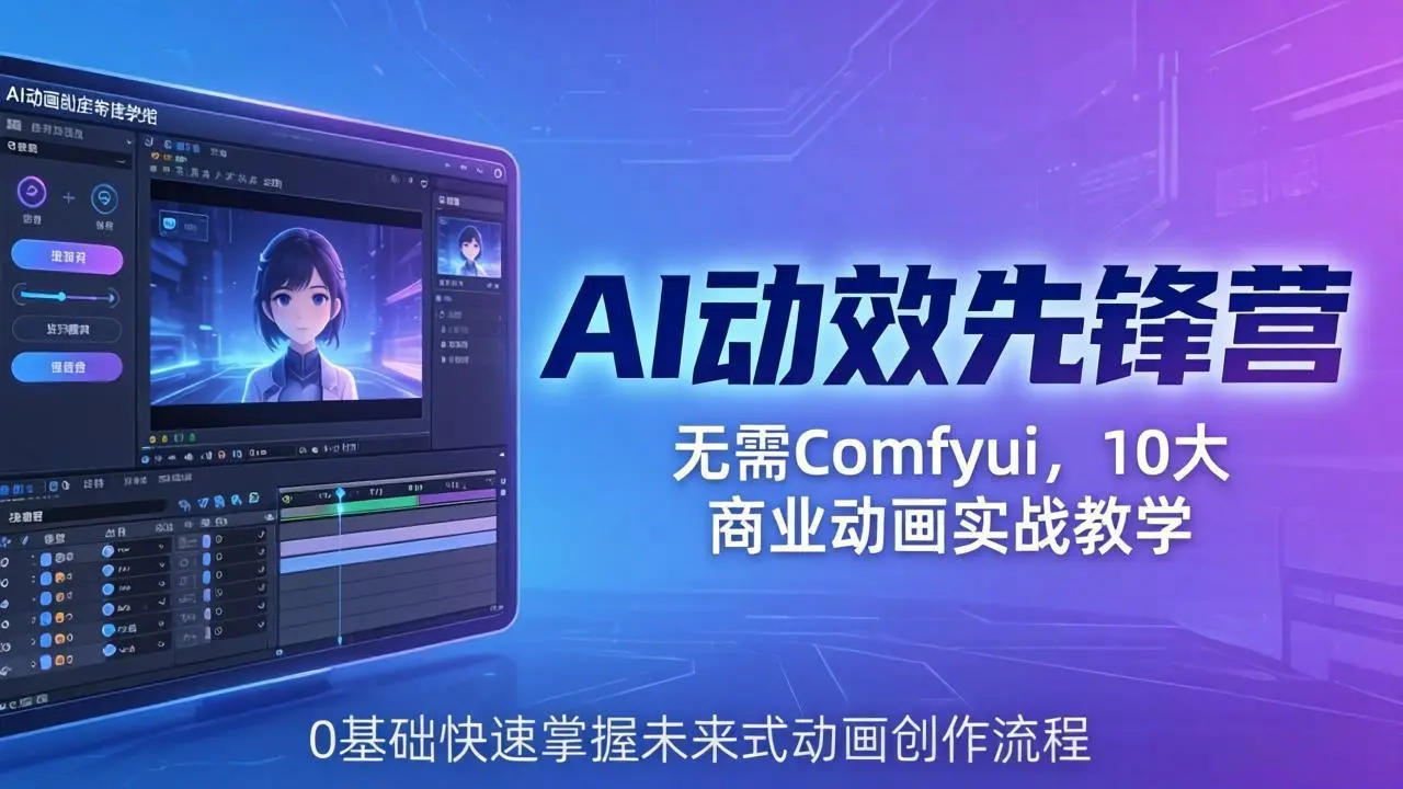 AI 动效先锋营：无需Comfyui，10大商业动画实战教学，0基础快速掌握未来式动画创作流程-58创客