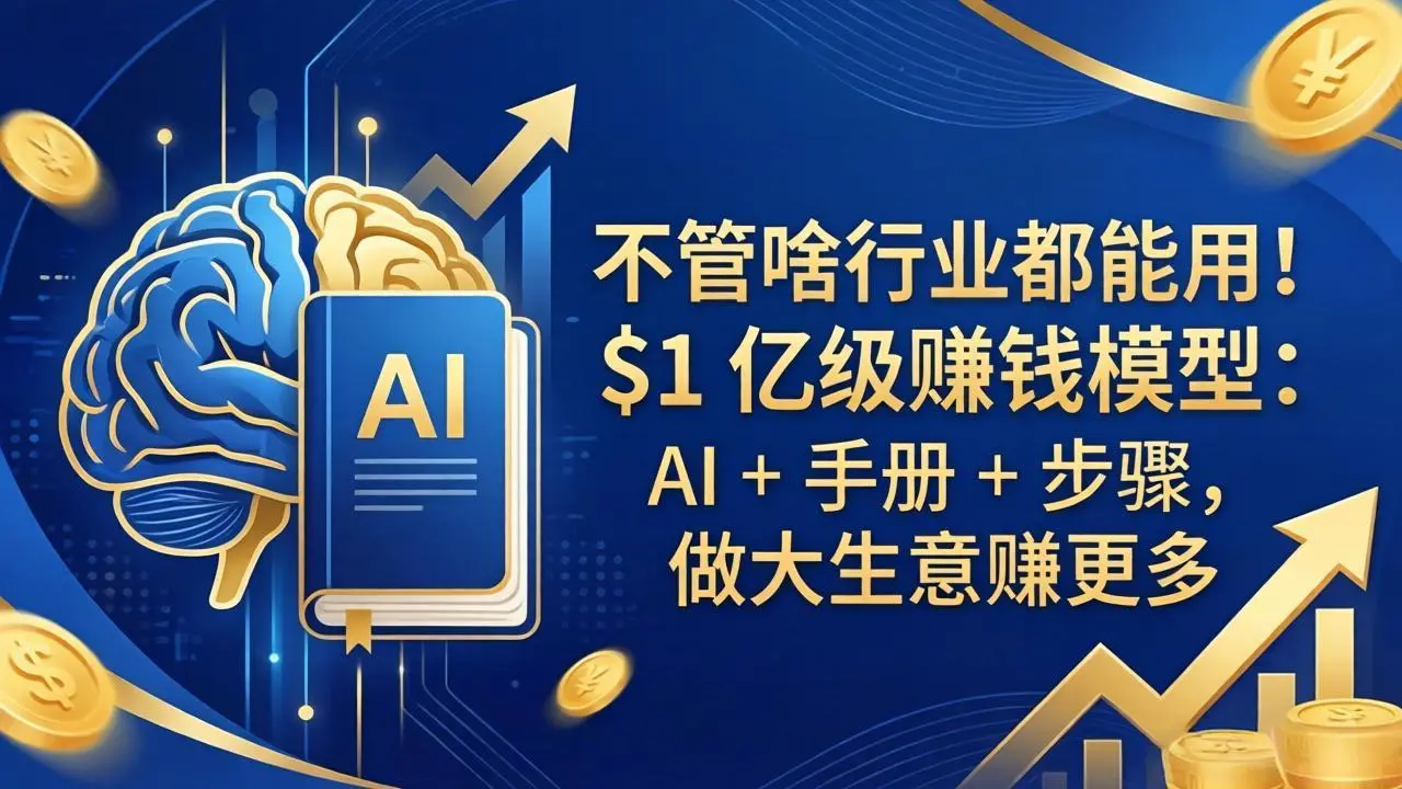 不管啥行业都能用!$1 亿级赚钱模型:AI + 手册 + 步骤,做大生意赚更多-58创客