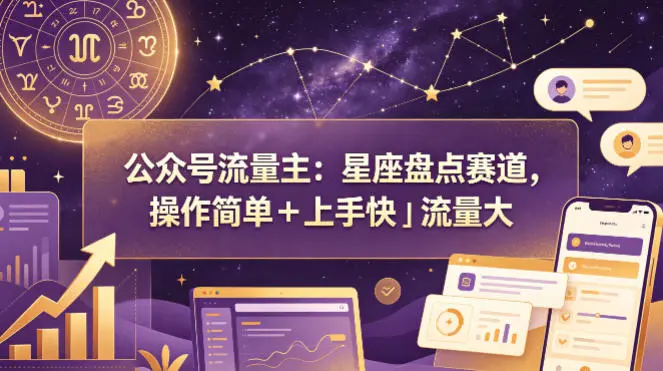 公众号流量主：星座盘点赛道，操作简单＋上手快＋流量大-58创客