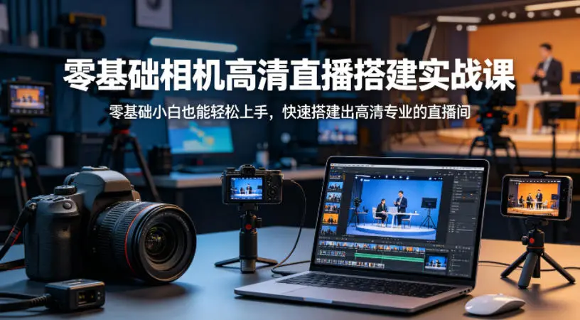 零基础相机高清直播间搭建实战课，小白也能轻松上手，快速搭建出高清专业的直播间-58创客