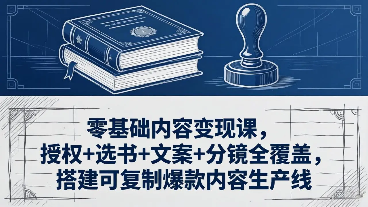 零基础内容变现课，授权+选书+文案+分镜全覆盖，搭建可复制爆款内容生产线-58创客