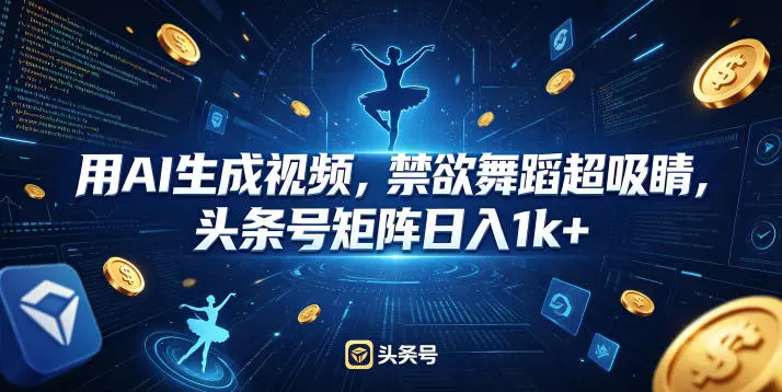 用AI生成视频，禁欲舞蹈超吸睛，头条号矩阵日入1k+-58创客