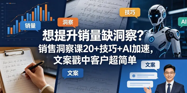 想提升销量缺洞察？销售洞察课20+技巧+AI加速，文案戳中客户超简单【原创双语字幕】-58创客