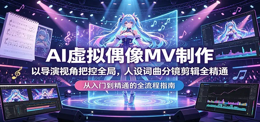 AI虚拟偶像MV制作：以导演视角把控全局，人设词曲分镜剪辑全精通-米创网