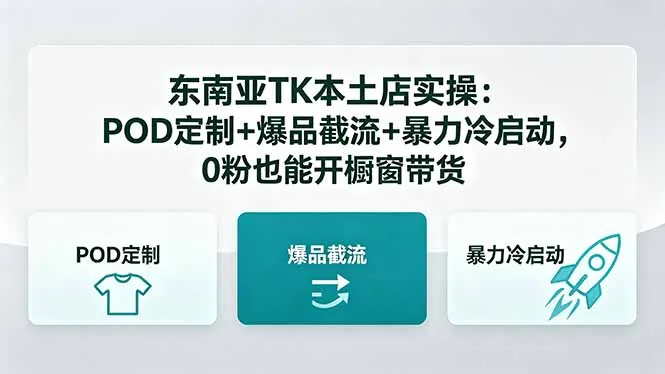 东南亚TK本土店实操：POD定制+爆品截流+暴力冷启动，0粉也能开橱窗带货-58创客