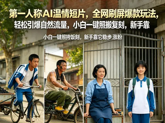 第一人称AI温情短片，全网刷屏爆款玩法，轻松引爆自然流量，小白一键照搬复刻，新手靠它稳步涨粉-58创客