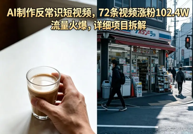 AI制作反常识短视频，72条视频涨粉102.4W，流量火爆，详细项目拆解-58创客