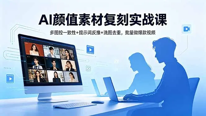 AI颜值素材复刻实战课，多图控一致性+提示词反推+洗图去重，批量做爆款视频-58创客