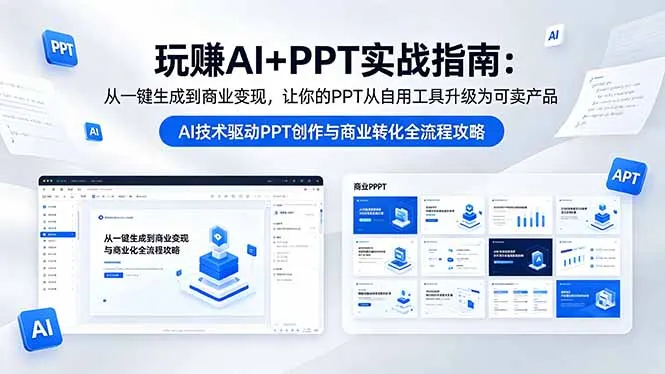 玩赚AI+PPT实战指南-更新5月13：从一键生成到商业变现，让你的PPT从自用工具升级为可卖产品-58创客
