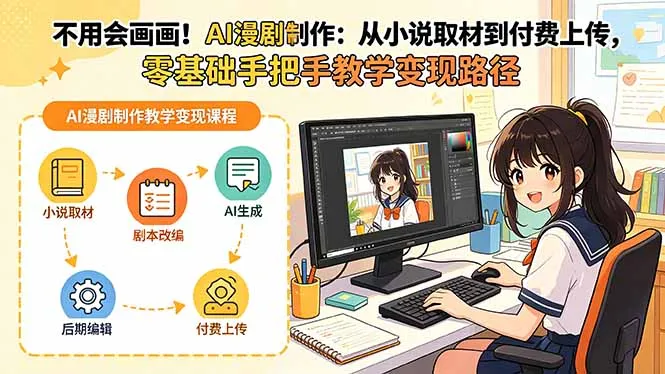 不用会画画！AI漫剧制作：从小说取材到付费上传，零基础手把手教学变现路径-58创客