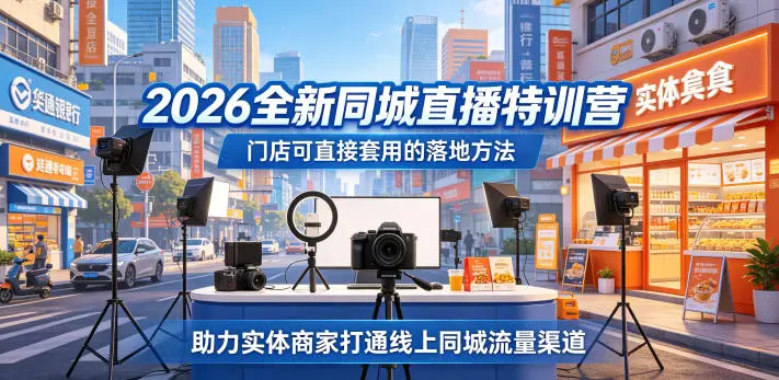 2026全新同城直播特训营，门店可直接套用的落地方法，助力实体商家打通线上同城流量渠道-58创客