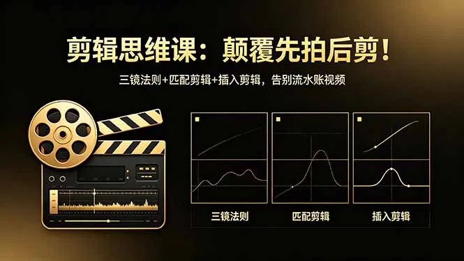 剪辑思维课：颠覆先拍后剪！三镜法则+匹配剪辑+插入剪辑，告别流水账视频-米创网