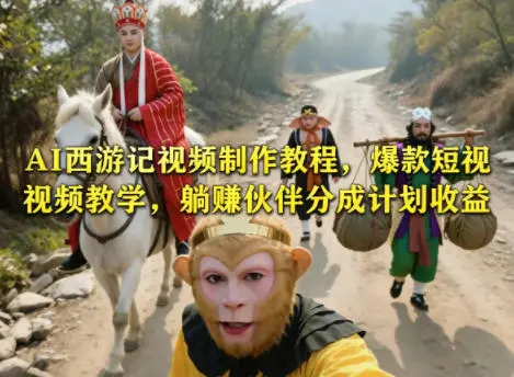 AI西游记视频制作教程，爆款短视频教学，躺賺伙伴分成计划收益-58创客