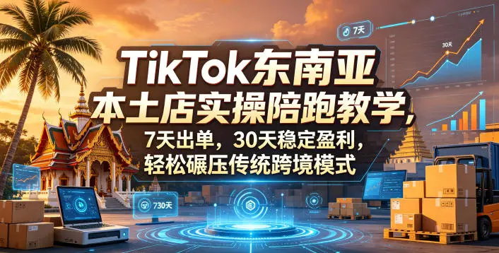 TikTok东南亚本土店实操陪跑教学，7天出单，30天稳定盈利，轻松碾压传统跨境模式-58创客