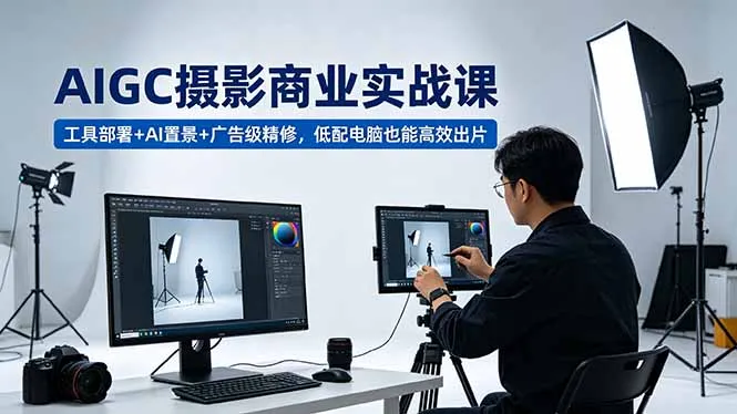 AIGC 摄影商业实战课，工具部署+AI置景+广告级精修，低配电脑也能高效出片-58创客