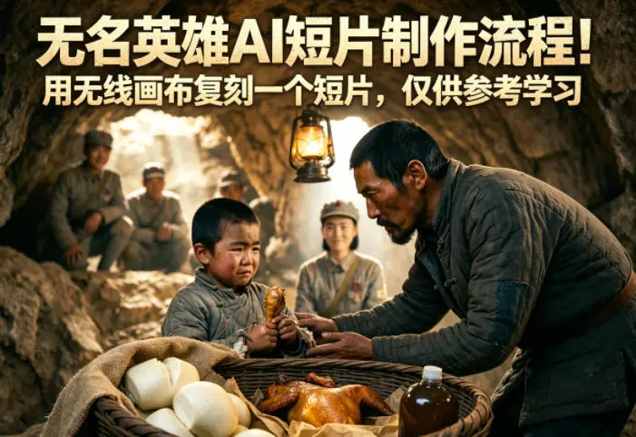 无名英雄AI短片制作流程！用无线画布复刻一个短片，仅供参考学习-58创客