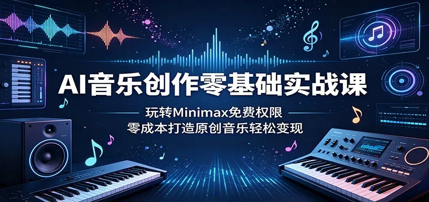 AI音乐创作零基础实战课：玩转Minimax免费权限，零成本打造原创音乐轻松变现-58创客