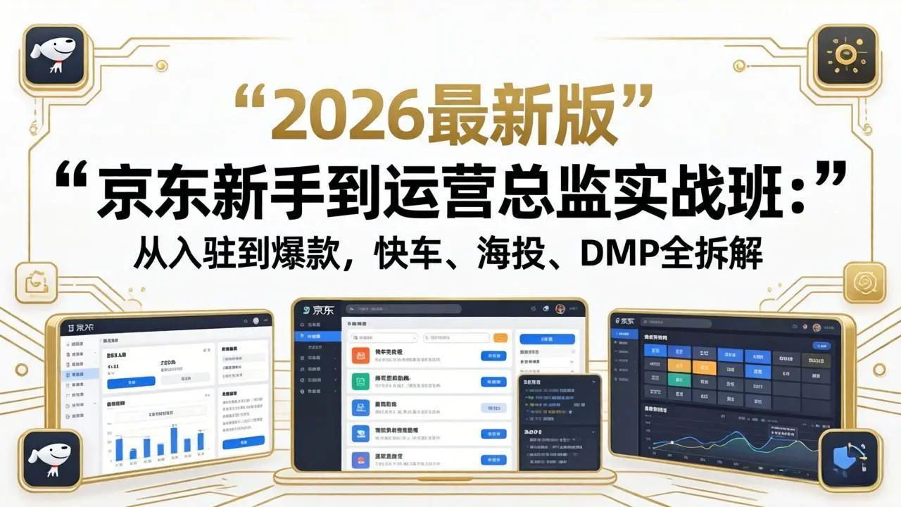 京东新手到运营总监实战班：从入驻到爆款，快车、海投、DMP全拆解，2026最新版-米创网