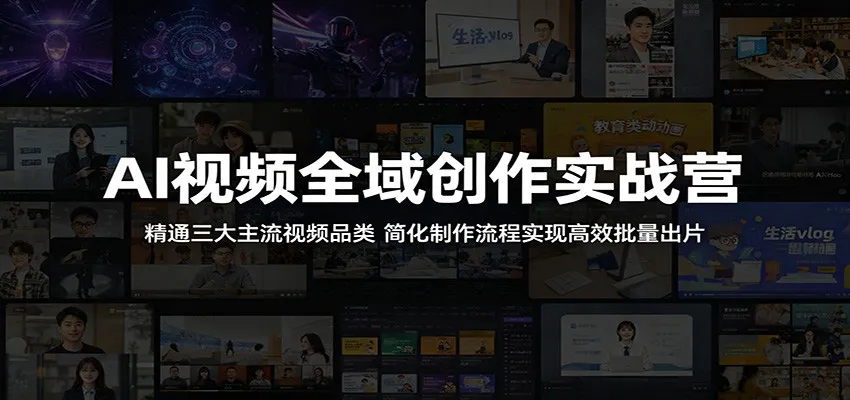 AI视频全域创作实战营：精通三大主流视频品类，简化制作流程实现高效批量出片-58创客
