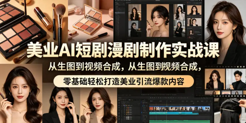 美业AI短剧漫剧制作实战课，从生图到视频合成，零基础轻松打造美业引流爆款内容-58创客