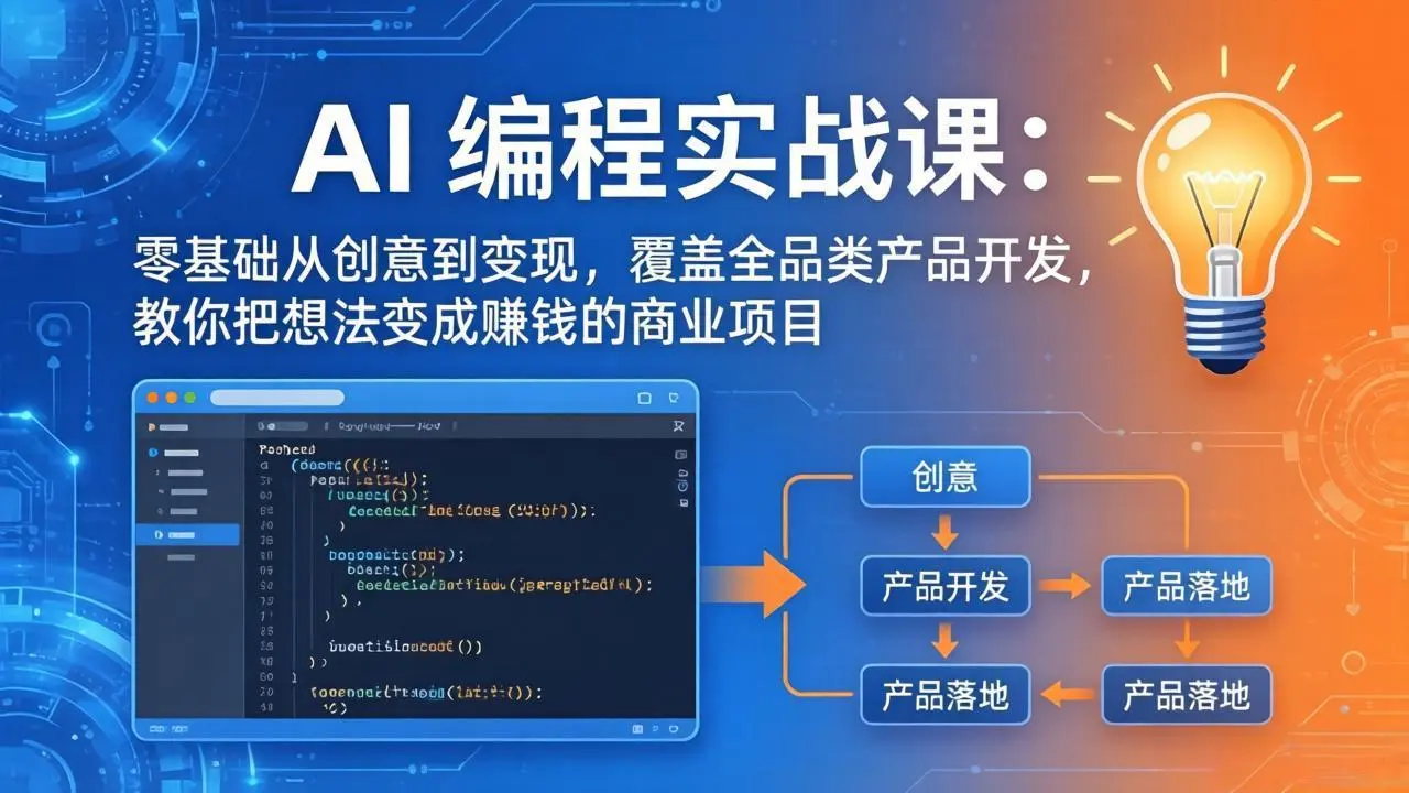 AI编程实战课-第三期-5月9更新：零基础从创意到变现，覆盖全品类产品开发，把想法变成赚钱项目-58创客