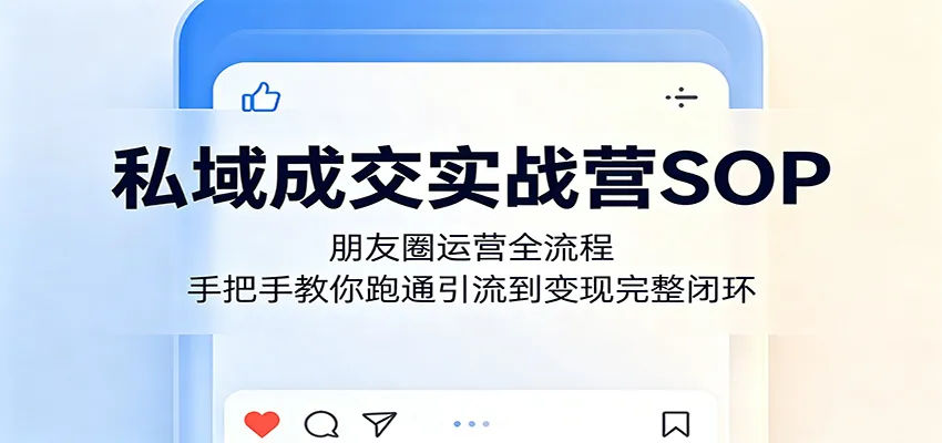 私域成交实战营SOP：朋友圈运营全流程，手把手教你跑通引流到变现完整闭环-58创客