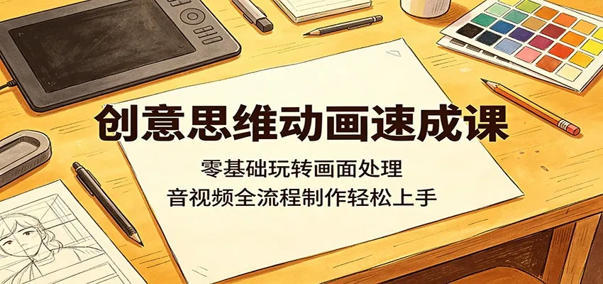 创意思维动画速成课：零基础玩转画面处理，音视频全流程制作轻松上手-58创客