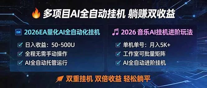 多项目AI自动挂机玩法：双重挂机，双倍收益，轻松躺平-58创客