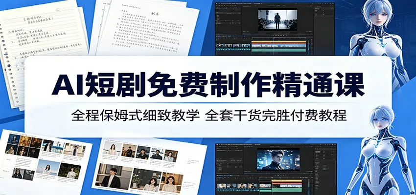 AI短剧免费制作精通课：全程保姆式细致教学，全套干货完胜付费教程-58创客