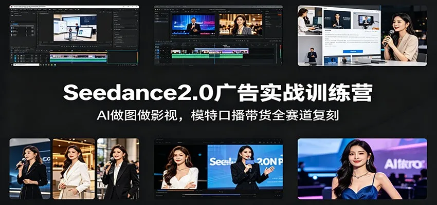 Seedance2.0广告实战训练营：AI做图做影视，模特口播带货全赛道复刻-米创网