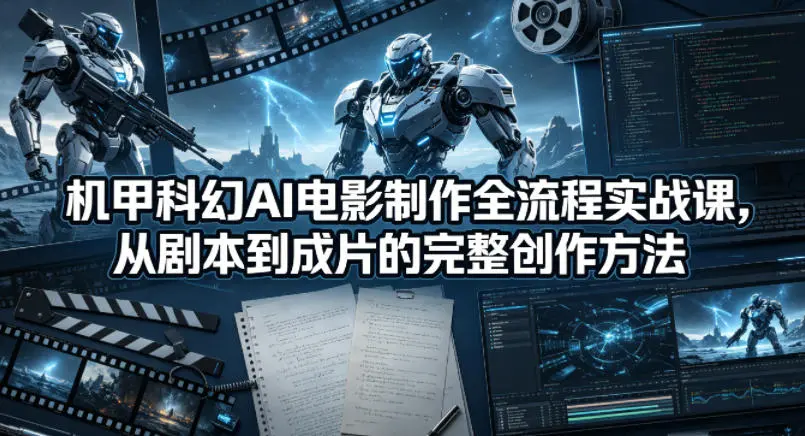机甲科幻AI电影制作全流程实战课，从剧本到成片的完整创作方法-米创网