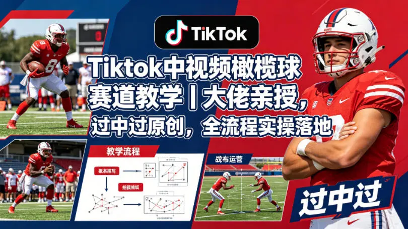 Tiktok中视频橄榄球赛道教学｜大佬亲授，过中过原创，全流程实操落地-米创网