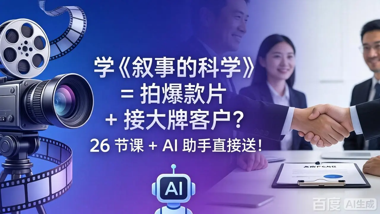 学《叙事的科学》= 拍爆款片 + 接大牌客户？26 节课 + AI 助手直接送！-米创网