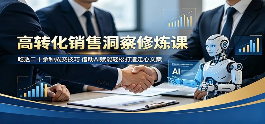 高转化销售洞察修炼课：吃透二十余种成交技巧，借助AI赋能轻松打造走心文案-58创客
