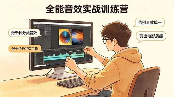 全能音效实战训练营：数千种分类音效+数十个FCPX工程，告别音效单一，剪出电影质感-米创网