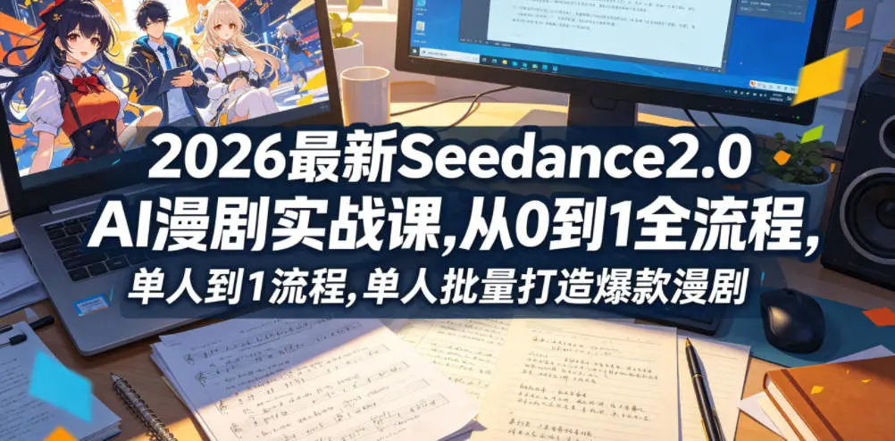 2026最新Seedance2.0 AI漫剧实战课,，从0到1全流程，单人批量打造爆款漫剧-58创客