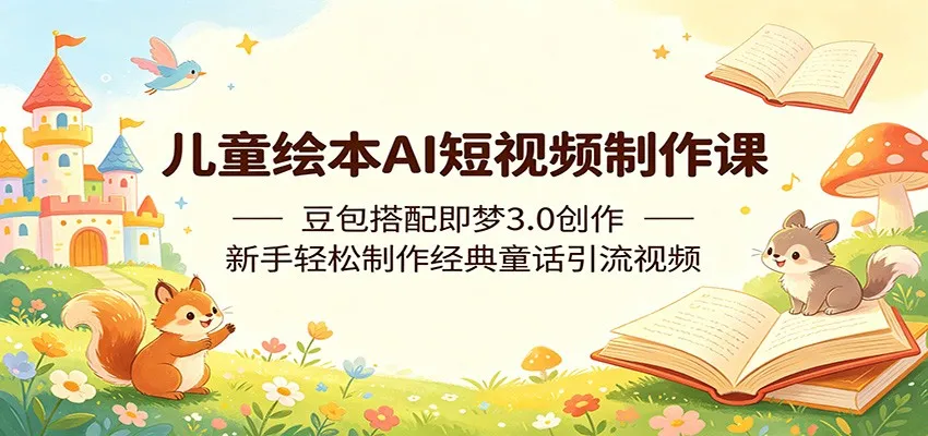 儿童绘本AI短视频制作课：豆包搭配即梦3.0创作，新手轻松制作经典童话引流视频-58创客