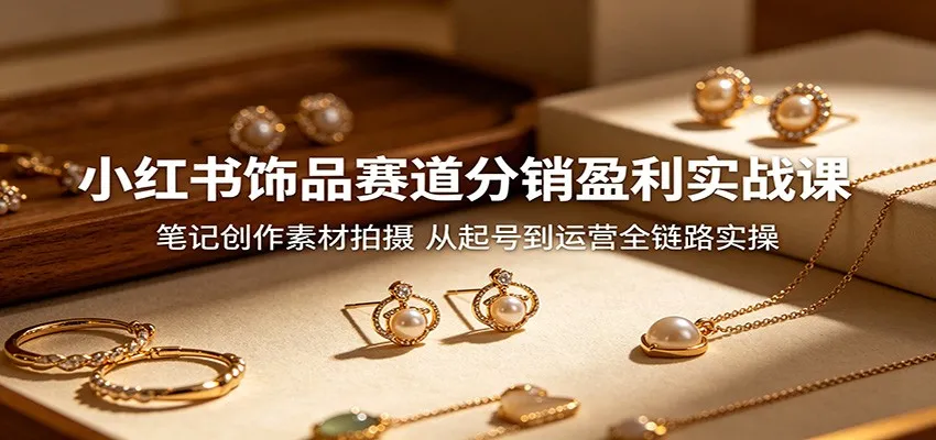 小红书饰品赛道分销盈利实战课：笔记创作素材拍摄，从起号到运营全链路实操-58创客