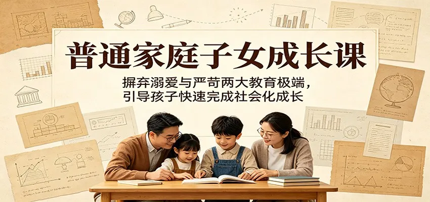 普通家庭子女成长课：摒弃溺爱与严苛两大教育极端，引导孩子快速完成社会化成长-58创客