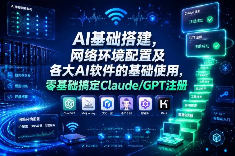 AI基础搭建，网络环境配置及各大AI软件的基础使用，零基础搞定Claude/GPT注册-58创客