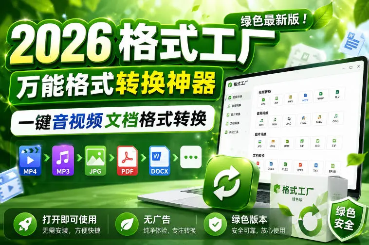 2026格式工厂绿色最新版！万能格式转换神器，一键音视频文档格式转换，打开即可使用，无广告绿色版本-58创客