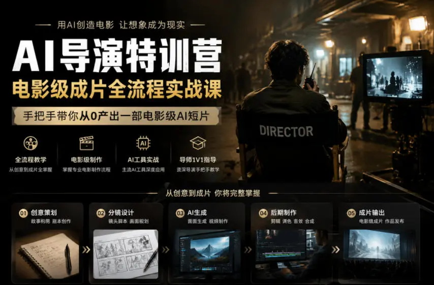 AI导演特训营，电影级成片全流程实战课，手把手带你从0产出一部电影级AI短片-58创客
