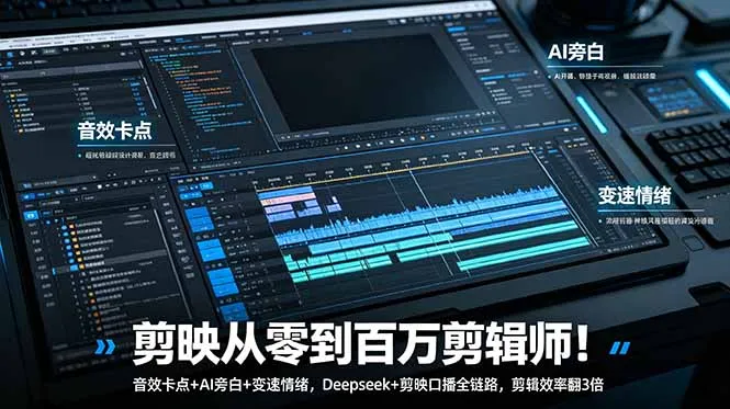 剪映从零到百万剪辑师！音效卡点+AI旁白+变速情绪，Deepseek+剪映口播全链路，剪辑效率翻3倍-58创客
