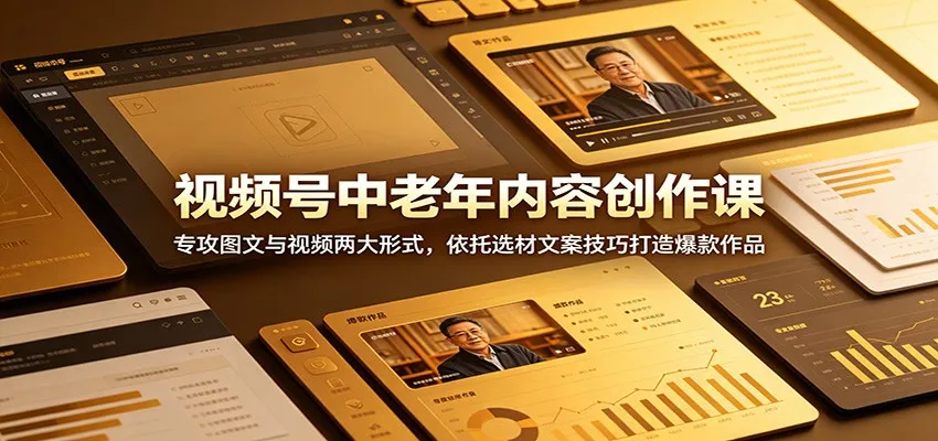 视频号中老年内容创作课:专攻图文与视频两大形式,依托选材文案技巧打造爆款作品-58创客